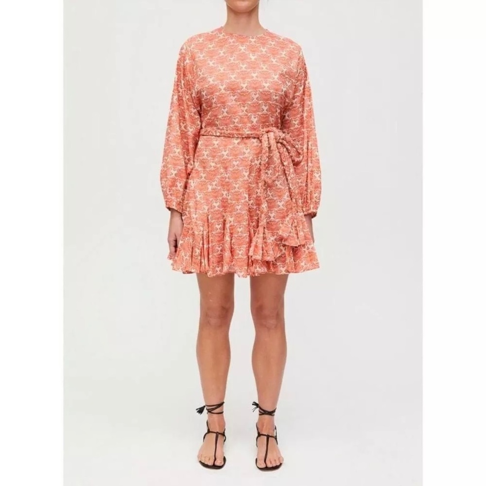 Rhode Ella Tie Waist Dress - Orange Size L